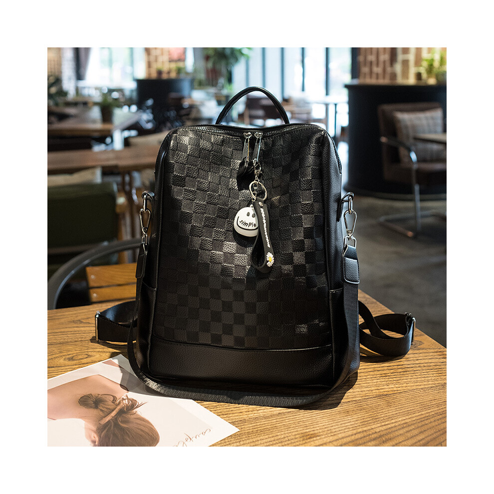 (Black) And Stylish Trendy Large Capacity Pu Leather Backpack Perfect Women For
