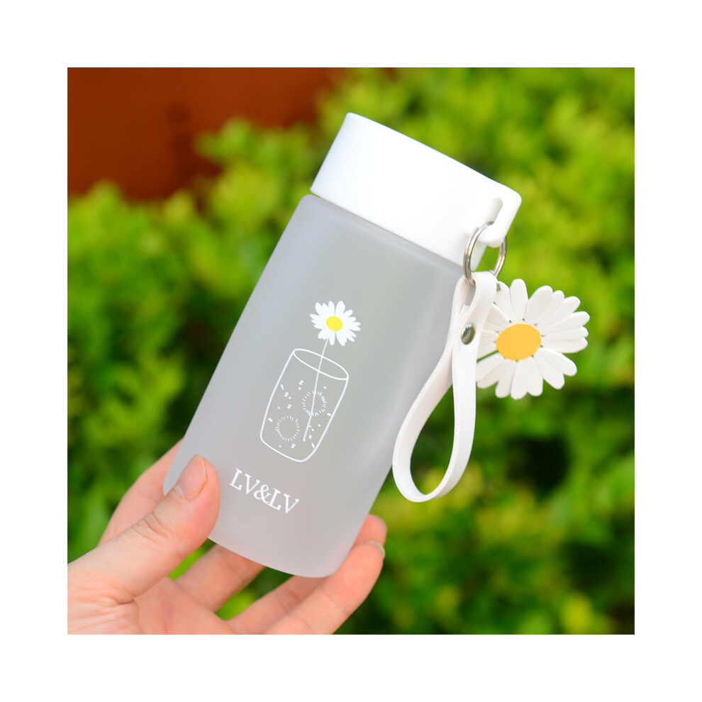 (Frosted Flower) Plastic Frosted 480ml Travel Tea Cup Small Daisy Transparent Flower Water Bottle-image-OPC-PGGT6RP-NEW