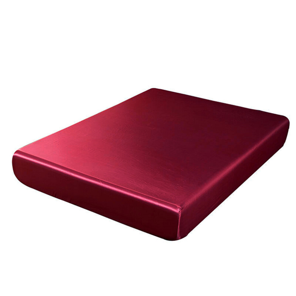 (Red, Queen) Satin Bed Silk Fitted Sheet Bedding Sheets Smooth Deep Decoration Pocket Smooth-image-OPC-PGGT7ZH-NEW