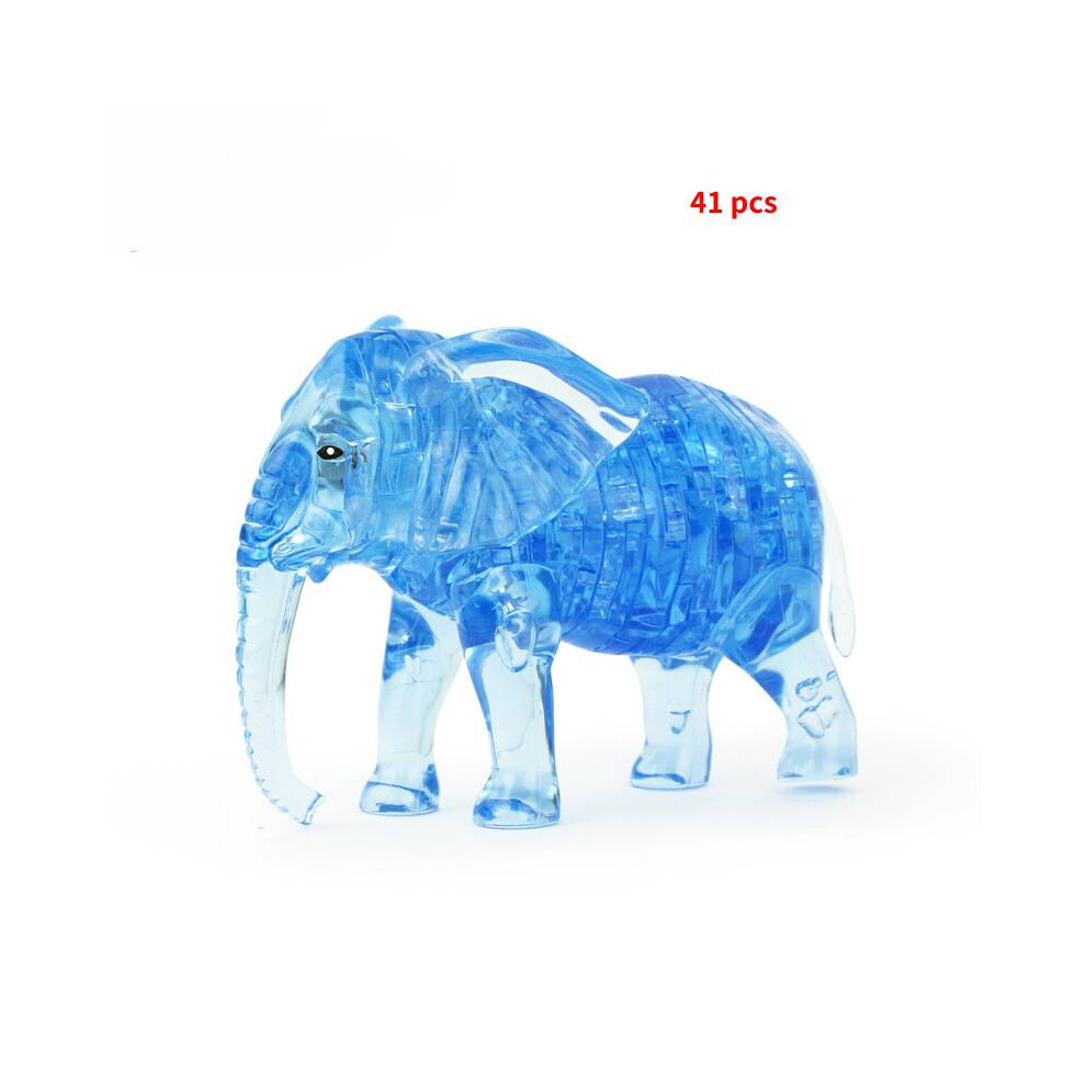 (Blue Elephant) 3d Building Crystal Blocks Puzzle Set Elephant Goat Animal Toy Educational Model-image-OPC-PGGTBJ6-NEW