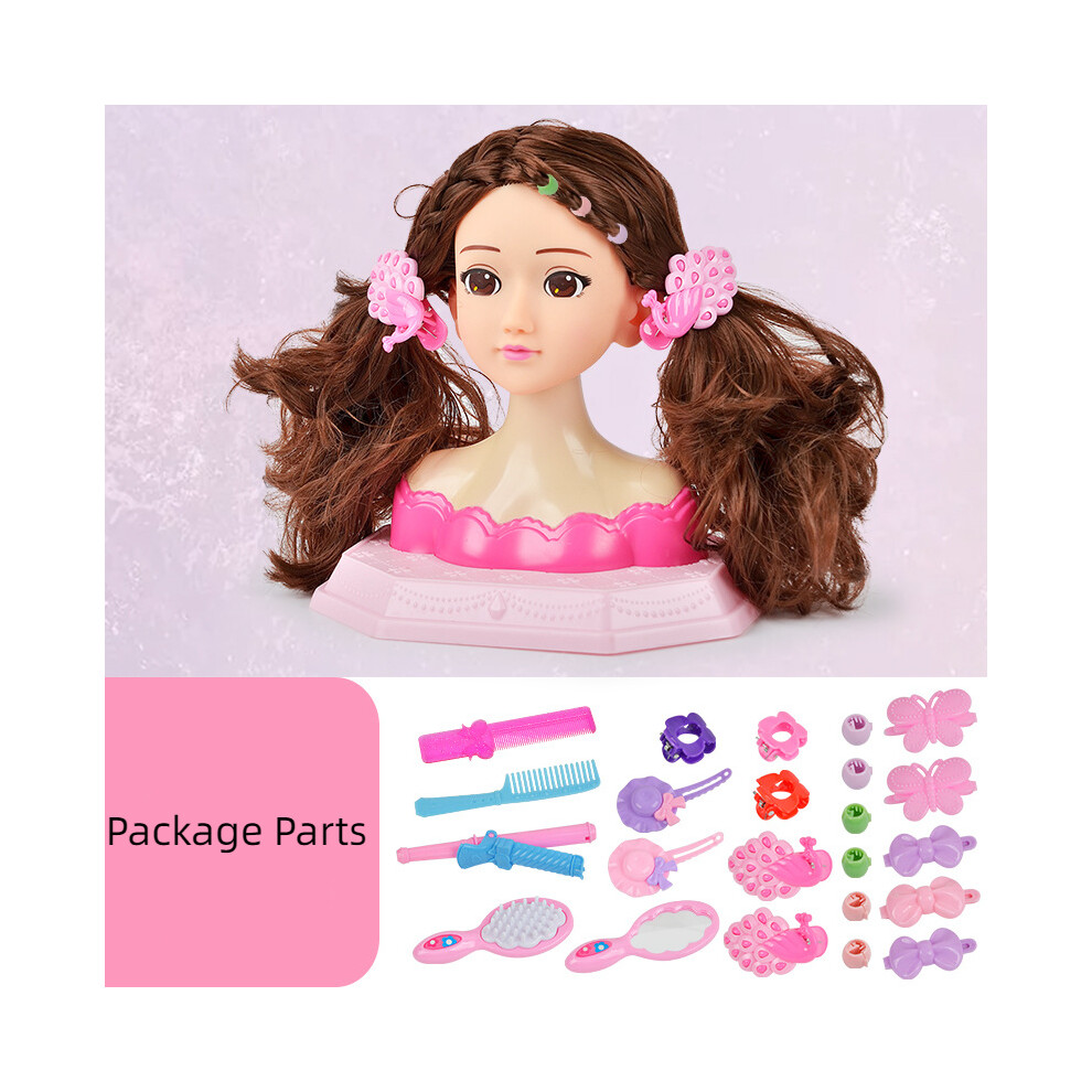 (Curlyhair) Simulation Body Half Barbie Doll Make Up Braided Hair Princess House Play Toy
