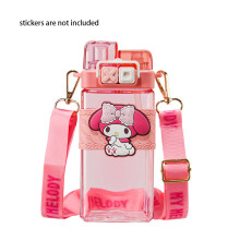 (My Melody) Kuromi 520ml Sanrio Square Water Bottle Sports Plastic Cup Childern Student