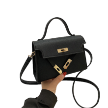 (Black) Latch Shoulder Bag Handbag Fashion Adjustable Shoulder Strap Outdoors Girls Gift