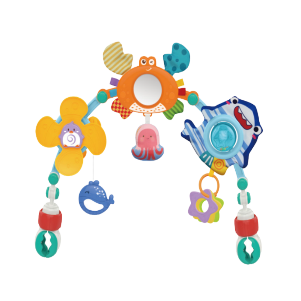 (Ocean bed bell) Bed Pendant Stroller Bell Multifunctional 2in1 Rotating Rattle Soothing Toy