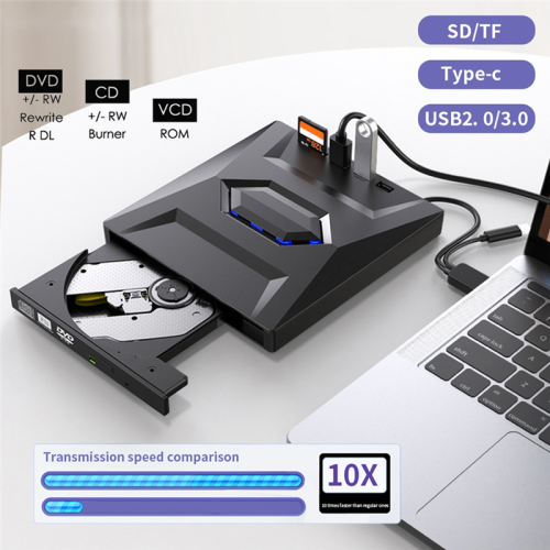 Externer DVD-CD-Brenner und Player Typ C/USB3.0-Laufwerk für PC Laptop 11/10/8/7 2