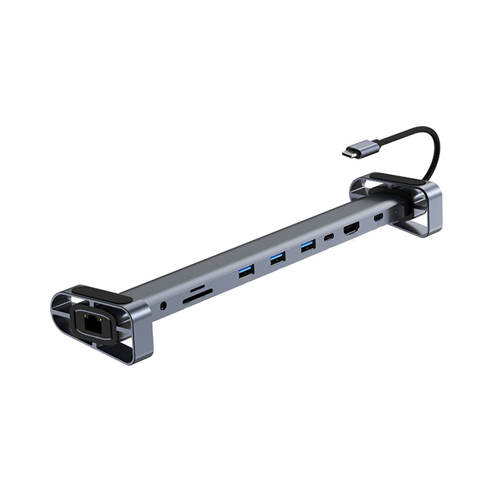 Hub USB C compatible avec prise jack audio 3,5 mm 3.0, répartiteur de station d'accueil 10 en 1, support pour ordinateur portable