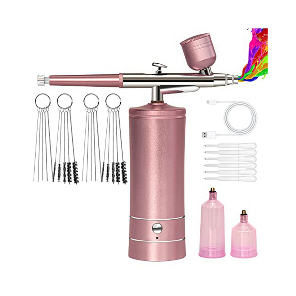Airbrush-Kit Rechargeable Cordless Airbrush Compressor - Auto Handheld Set (Pink) 4852694756185