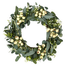 20 Inch Wreaths for Front Door, Green Eucalyptus Wreath Spring with Wildflowers