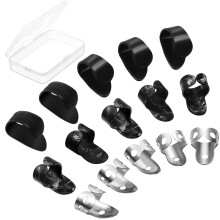 15 peças palhetas de guitarra anel polegar dedo aço inoxidável para banjo baixo acústico (preto + prata)