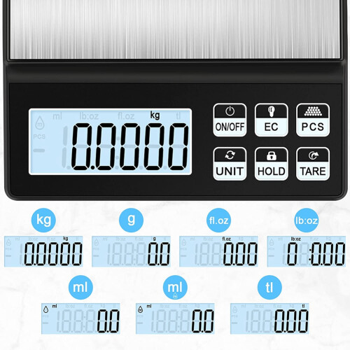 Digital Kitchen Scale,5Kg/0.01G Rechargeable ,High Precision Weighing Scales with LCD Display 2