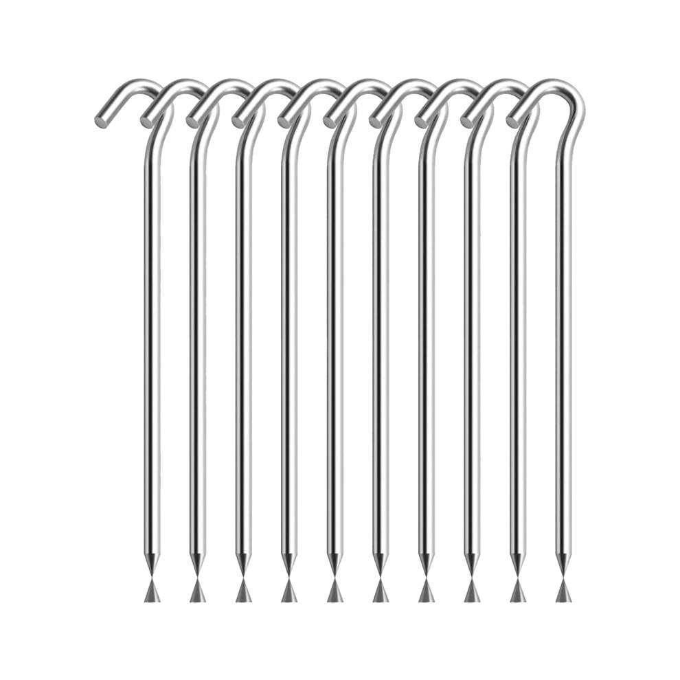 Piquets de tente avec crochets, 10 pièces, pour camping, voyage, sol