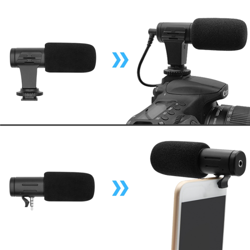 Video Microphone On-Camera Mini Condenser Record Interview Vlog Mic for Phone DSLR Camera 3.5mm 2
