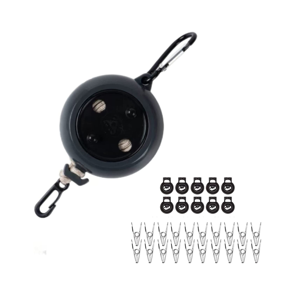 Extendable Clothes Line, 8 M Retractable Portable Travel Dryer, with 10 Fixed Buckles and 20 Pegs