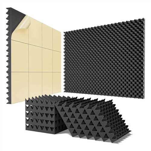 Pacote com 12 painéis de espuma autoadesivos à prova de som, 2x12x12 polegadas acústicos para estúdios domésticos e profissionais 1