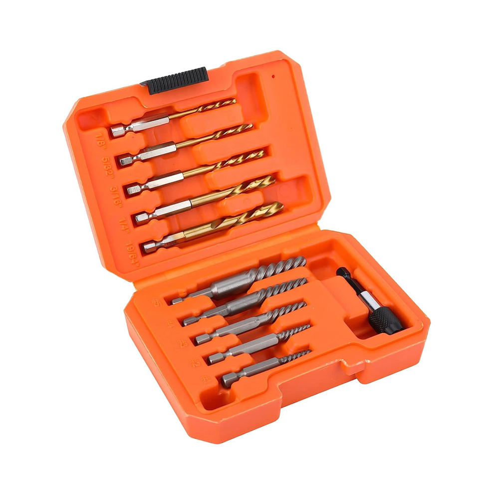 10-Teiliger Schraubenausdrehersatz Und Universal-Bohrerhalter, LinkshäNder-Satz, Zum Entfernen Abgebrochener Bolzen, Schrauben-image