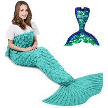 AmyHomie Mermaid Tail Blanket for Adults, Crochet Mermaid Blanket for Women Soft All Seasons Sleeping Blankets Gift for Teen Girls (ScaleMint,Adults)