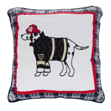 Cozy Line Home Fashions Almofada Quadrada para Cão, Estampa Bordada Vermelha Azul Branca, Almofada Decorativa para Crianças