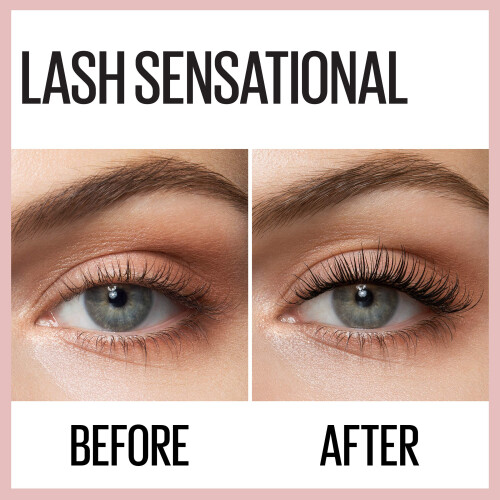 Maybelline Lash Sensational Αδιάβροχη Μάσκαρα, Μήκυνση και Όγκος, Καφέ Μαύρο, 1 Τεμάχιο 2