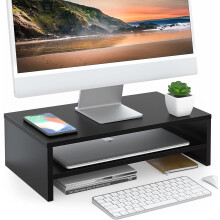 FITUEYES Monitorstnder  2-stufiger Computer-Monitor-Riser mit 16,7-Zoll-Ablage, Holz-Desktop-Stnder fr Laptop, Computer-Bildschirm, Schreibtisch,