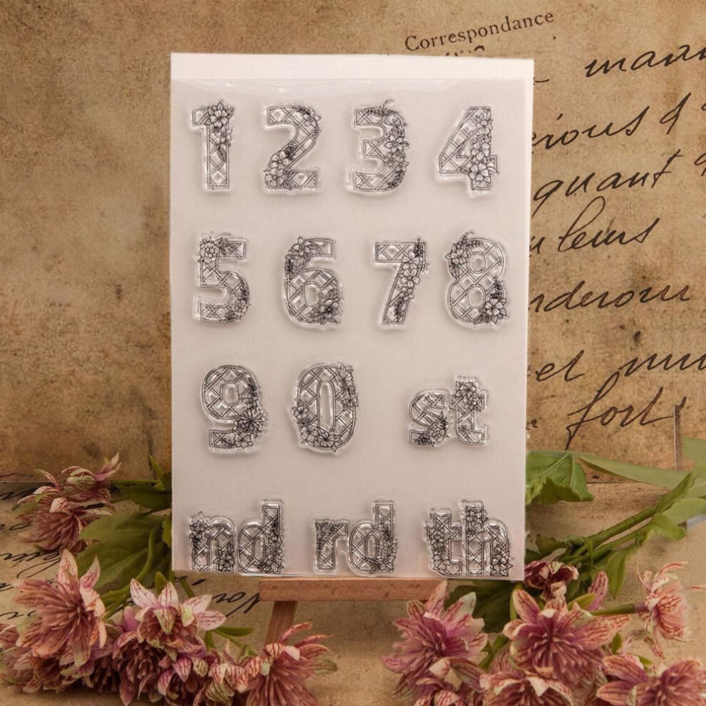 (No.3-Flower Window Number) Flower Leaf Butterfly Transparent Silicone Clear Stamps for Seal DIY Scrapbooking Photo Album Decor Art Travel Map