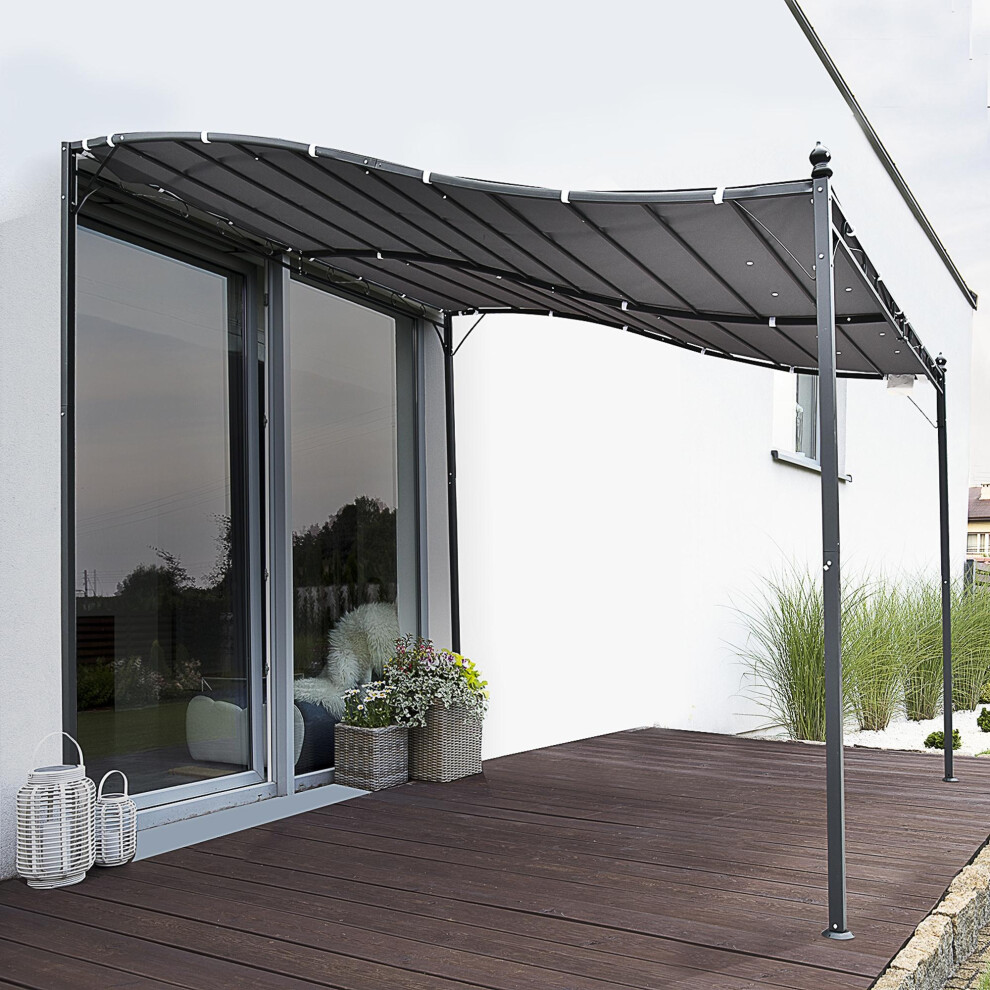 Outsunny 3x3m Metal Canopy Gazebo Awning Grey Garden