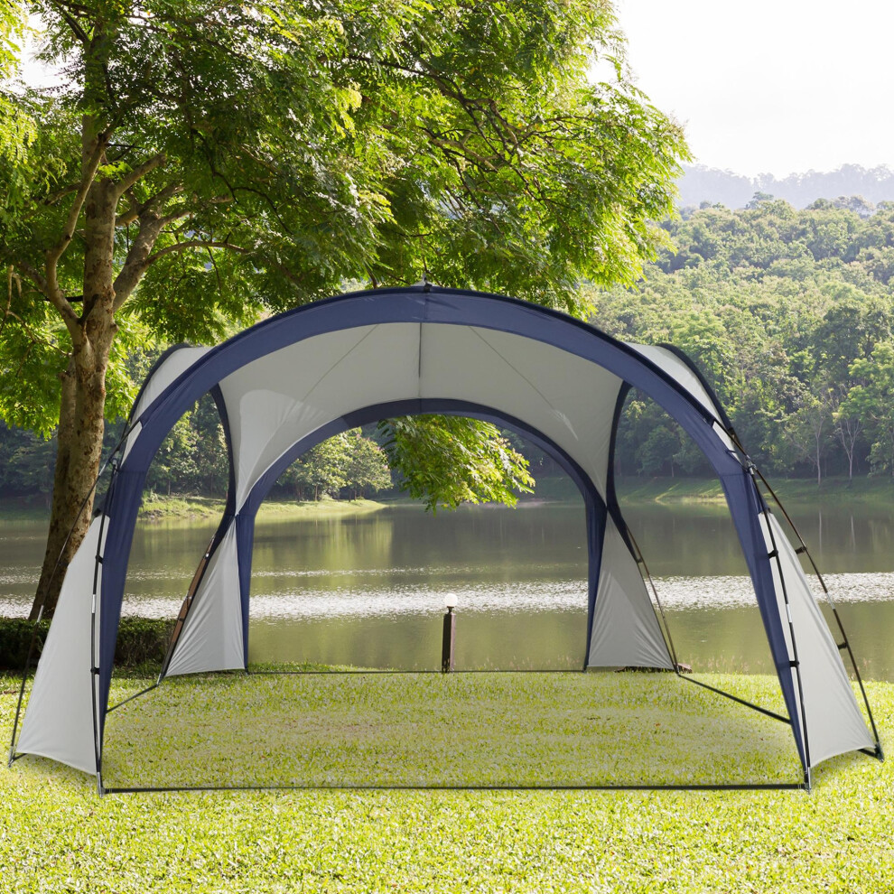 Outsunny Outdoor Gazebo Event Dome Shelter Party Tent for Garden Cream and Blue