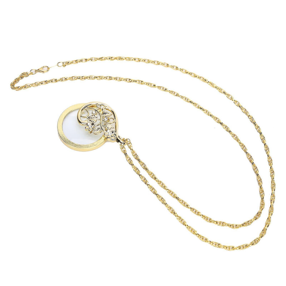 (As show, One size) 4.5X Necklace Magnifying Glass Metal Portable Magnifier Chain Pendant for ReadingGolden-image-OPC-PGGTVYX-NEW