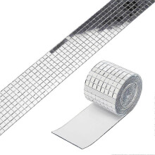 (As show, One size) 3PCS Mirror Mosaic Tiles Silver 1464 Grains Acrylic Self Adhesive 4x100cm Mirror Tiles Sticker for Handmade Crafts