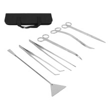 (As show, One size) Aquarium Tools Kit Stainless Steel Scissor Tweezer Spatula Terrarium Tools Set with Storage Bag for Fish Tank Aquarium