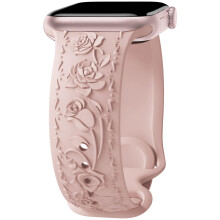 Bloemen gegraveerde band compatibel met Apple Watch Band 40 mm 41 mm 38 mm 42 mm 44 mm 45 mm 46 mm 49 mm Dames zachte siliconen reli? bloemenband voo