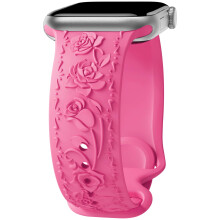 Bloemen gegraveerde band compatibel met Apple Watch Band 40 mm 41 mm 38 mm 42 mm 44 mm 45 mm 46 mm 49 mm Dames zachte siliconen reli? bloemenband voo