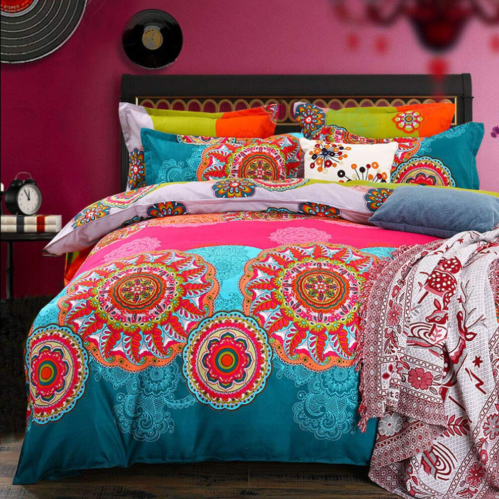 Housse de couette Pangzi Bohemian King Size, ensemble de housse de couette en microfibre, housse de couette     imprim    r   tro color    Boho