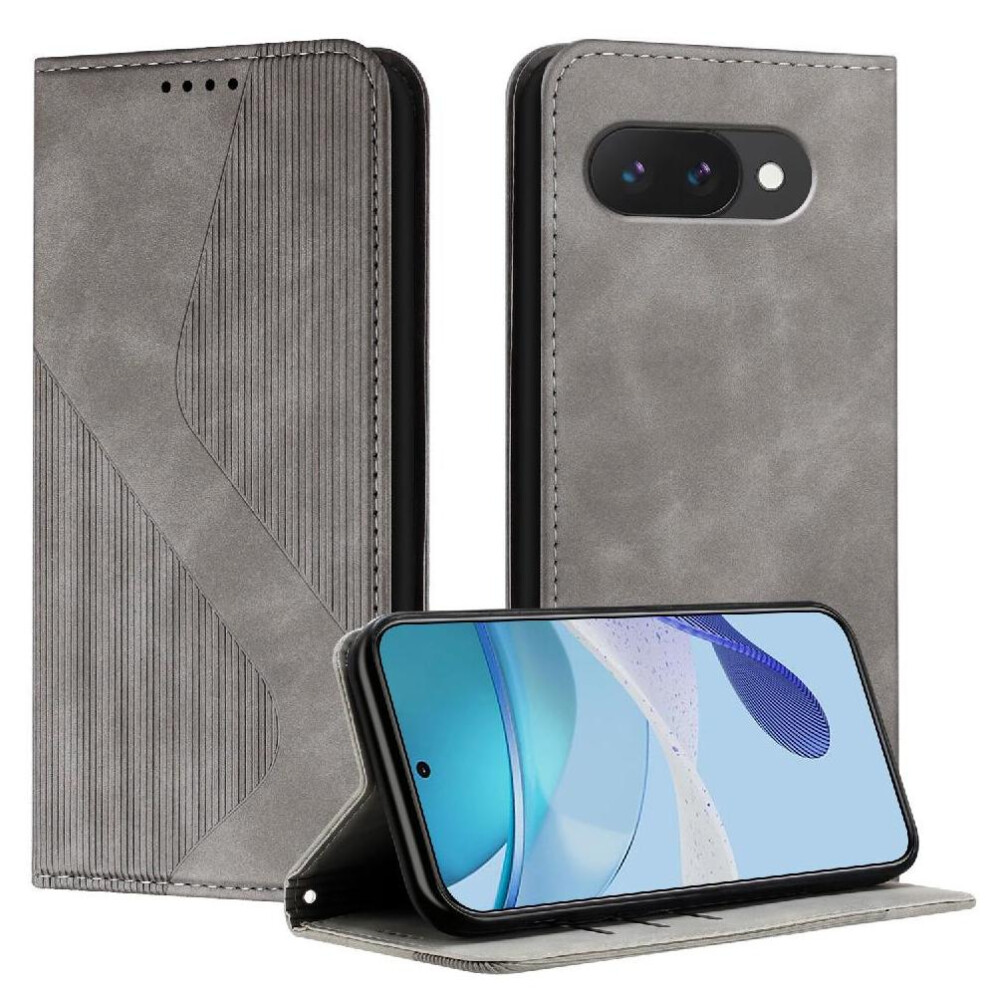 ( ) Case For Google Pixel 9A Pu Leather Magnetic Card Slots Holder Folio Flip Wallet Kickstand Gray 764490352109