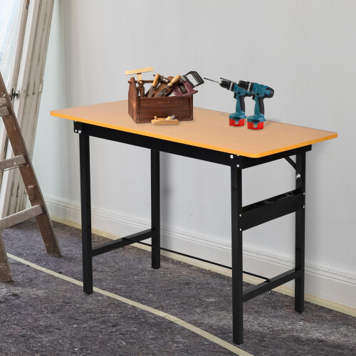 Homcom HOMCOM Heavy Duty DIY Metal Garage Workbench Storage Drawer Table Wood Surface