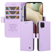 (Light Violet) Flip Case for Samsung Galaxy A12 5g with Card Slots and Elegant Logo Embossing Lightweight and Luxe Premium Faux Leather