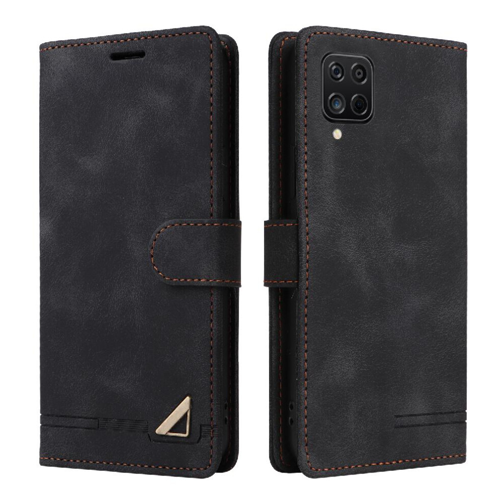 (Black) Flip Case For Samsung Galaxy A12 Simple Business Wallet Shockproof Flip Cover Leather Case Black 764490357647