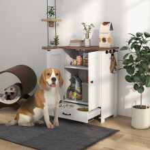PawHut Dog Feeding Station with Storage, Pet Feeding Station with Dog Bowls