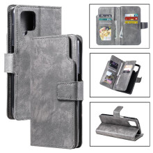 (Gray ) Case For Samsung Galaxy A12 Magnetic PU Leather 9 Card Slots Kickstand Wallet
