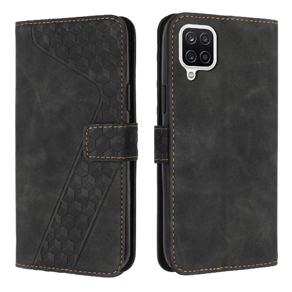(Black) Phone Case For Samsung Galaxy A12/M12 Magnetic Kickstand Wallet Flip Folio Card Slots Cover Black 764490358804