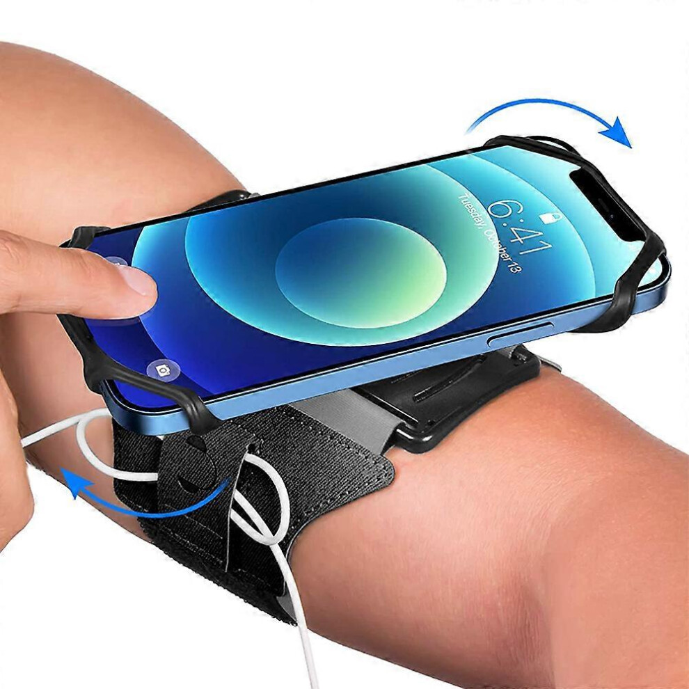(As Show, One Size) Wristband Phone Holder, 360 Rotating Detachable Sports Mobile Phone Armband-Suitable For Most Mobile Phones In The Market 6910540338119