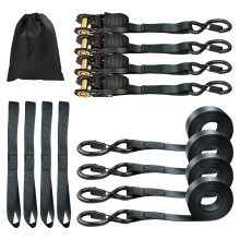 Ratcheting Tie Down Straps, heavy Duty Cargo Tie Downs 5m x 25mm,800kg (4 Piece)