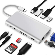 (As show, One size) Type-c Docking Station 11 In One with Hdmi Network Card Multi-in-one Converter Usb Hub Expansion Dock for MacBook