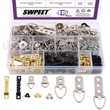 Swpeet 415PCS Kit de cintres d'images avec vis Hournure de cintres assortis Kit d'assortiment pour les solutions de suspension avec une bote tra