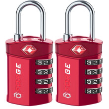 Forge Quality 4-cifret TSA-godkendt bagagel?s 2 r?de l?se med ?ben alarmindikator Legeringskrop til pelikankuffert Kuffert Gym Locker.