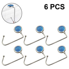 (As show, One size) 6-Pack Purse Hook Hangers for Tables - Non-Slip Metal Handbag Holders for Office, Restaurant, Bar, and Meeting Rooms
