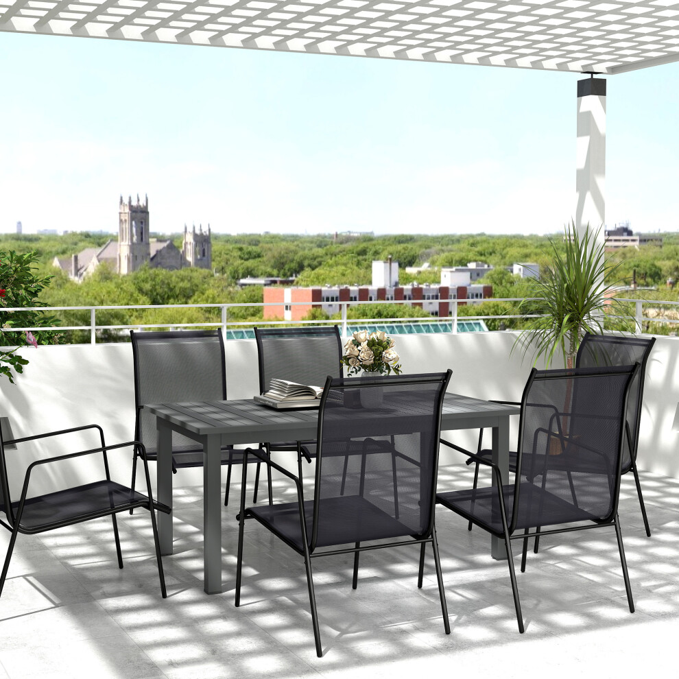 Outsunny Extending Garden Table with Slatted Top, 160/220 x 90 x 73 cm, Grey