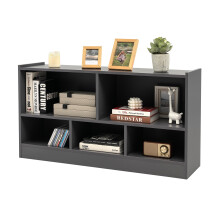 2 Tier Wooden Bookcase 5 Cube Open Shelf Cabinet Bookshelf Grey