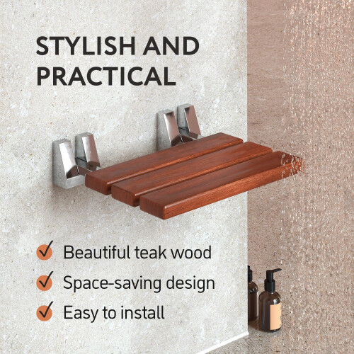 Siège de Douche Pliable - Banc Mural Teck 16 Pouces 1