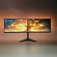 Dual Monitors 2x24" Frameless - RGB Ambient Back Light Strip - 2xVGA - Refurbished