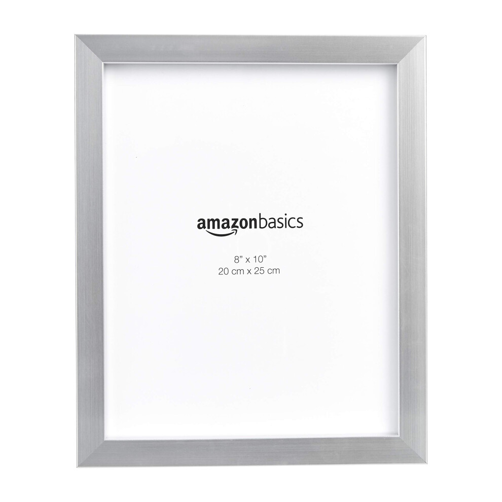 Amazon Basics Rectangular Photo Picture Frame  8"" x 10""  Pack of 2  Nickel